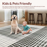 Ultra Soft Area Rug, Non Slip, Stain Resistant, Washable Area Rugs for Living Room, Bedroom, Shadowplay Graphic Black & White Woven Rug(Black)