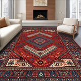 Ultra Soft Area Rug, Non Slip, Stain Resistant, Washable Area Rugs for Living Room, Bedroom, Contemporary Braided Tiled Aesthetic(Red)