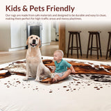Ultra Soft Area Rug, Non Slip, Stain Resistant, Washable Area Rugs for Living Room, Bedroom, Brown Faux Cowhide Living Room Rug for Modern Farmhouse(Brown)