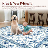 Ultra Soft Area Rug, Non Slip, Stain Resistant, Washable Area Rugs for Living Room, Bedroom, Sophisticated Colorful Plant Patterns(White)