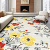Ultra Soft Area Rug, Non Slip, Stain Resistant, Washable Area Rugs for Living Room, Bedroom, Rustic Vibrant Bloom Arrangement(Yellow)