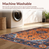 Ultra Soft Area Rug, Non Slip, Stain Resistant, Washable Area Rugs for Living Room, Bedroom, Elegant Minimalist Ogee Pattern Mix(Orange)