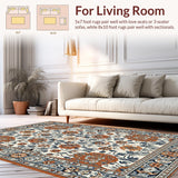 Ultra Soft Area Rug, Non Slip, Stain Resistant, Washable Area Rugs for Living Room, Bedroom, Soft Non-Slip Bedroom Rug with Intricate Pattern(White)