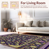 Ultra Soft Area Rug, Non Slip, Stain Resistant, Washable Area Rugs for Living Room, Bedroom, Opulent Peacock Pattern Rug(Purple)