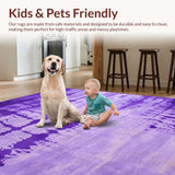 Ultra Soft Area Rug, Non Slip, Stain Resistant, Washable Area Rugs for Living Room, Bedroom, Charming Whimsical Color Burst(Purple)