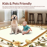 Ultra Soft Area Rug, Non Slip, Stain Resistant, Washable Area Rugs for Living Room, Bedroom, Handcrafted Scallop Trimmed Jute with Floral Inspired Weave and Earthy Shade(Beige)