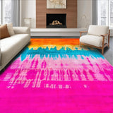 Ultra Soft Area Rug, Non Slip, Stain Resistant, Washable Area Rugs for Living Room, Bedroom, Joyful Eclectic Circular Shapes Theme(Orange)