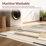 Ultra Soft Area Rug, Non Slip, Stain Resistant, Washable Area Rugs for Living Room, Bedroom, Monochrome Stripe Woven Rug, Modern Patio Carpet Door Mat Decor(Gray)