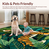 Ultra Soft Area Rug, Non Slip, Stain Resistant, Washable Area Rugs for Living Room, Bedroom, Charming Colorful Animal Print Style(Green)