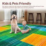 Ultra Soft Area Rug, Non Slip, Stain Resistant, Washable Area Rugs for Living Room, Bedroom, Serene Pastel Abstract Composition(Green)