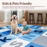 Ultra Soft Area Rug, Non Slip, Stain Resistant, Washable Area Rugs for Living Room, Bedroom, Stylish Modern Circular Design(Blue)