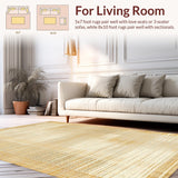 Ultra Soft Area Rug, Non Slip, Stain Resistant, Washable Area Rugs for Living Room, Bedroom, Textured Jute Boho Inspired Design(Gold)