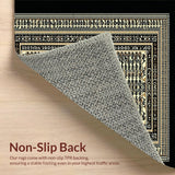 Ultra Soft Area Rug, Non Slip, Stain Resistant, Washable Area Rugs for Living Room, Bedroom, Minimalist Black Beige Statement Piece(Gold)