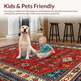 Ultra Soft Area Rug, Non Slip, Stain Resistant, Washable Area Rugs for Living Room, Bedroom, Artistic Jute Textured Pattern(Red)