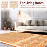 Ultra Soft Area Rug, Non Slip, Stain Resistant, Washable Area Rugs for Living Room, Bedroom, Striking Warm Tones Medallion Layout(Orange)