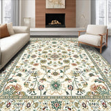 Ultra Soft Area Rug, Non Slip, Stain Resistant, Washable Area Rugs for Living Room, Bedroom, Beige and Sage Green Vintage Boho Floral Farmhouse(Beige)