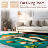 Ultra Soft Area Rug, Non Slip, Stain Resistant, Washable Area Rugs for Living Room, Bedroom, Cushioned Mushroom Pattern Neutral Kitchen Mats(Green)