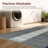 Ultra Soft Area Rug, Non Slip, Stain Resistant, Washable Area Rugs for Living Room, Bedroom, Classic Striped Area Rug(Black)