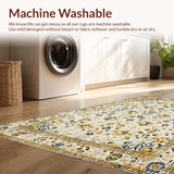 Ultra Soft Area Rug, Non Slip, Stain Resistant, Washable Area Rugs for Living Room, Bedroom, Elegant Vintage Floral Composition(Beige)