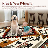 Ultra Soft Area Rug, Non Slip, Stain Resistant, Washable Area Rugs for Living Room, Bedroom, Artful Rustic Medallion Style(Brown)