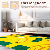 Ultra Soft Area Rug, Non Slip, Stain Resistant, Washable Area Rugs for Living Room, Bedroom, Fun Eclectic Kitchen Aesthetic(Yellow)