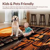 Ultra Soft Area Rug, Non Slip, Stain Resistant, Washable Area Rugs for Living Room, Bedroom, Rustic Warm Toned Abstract Art(Brown)