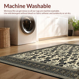 Ultra Soft Area Rug, Non Slip, Stain Resistant, Washable Area Rugs for Living Room, Bedroom, Contemporary Geometric Area with Bold Black and Beige Design(Beige)