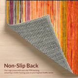 Ultra Soft Area Rug, Non Slip, Stain Resistant, Washable Area Rugs for Living Room, Bedroom, Dynamic Rainbow Wave Print(Orange)