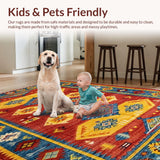 Ultra Soft Area Rug, Non Slip, Stain Resistant, Washable Area Rugs for Living Room, Bedroom, Rustic Abstract Color Splash(Red)