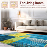 Ultra Soft Area Rug, Non Slip, Stain Resistant, Washable Area Rugs for Living Room, Bedroom, Intricate Abstract Animal Inspired Design(Blue)