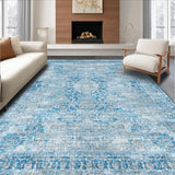 Ultra Soft Area Rug, Non Slip, Stain Resistant, Washable Area Rugs for Living Room, Bedroom, Dainty Bow Design Preppy Rug Stylish Bathroom Accent Cute Washable Carpet(Blue)