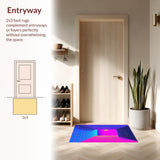 Ultra Soft Area Rug, Non Slip, Stain Resistant, Washable Area Rugs for Living Room, Bedroom, Dynamic Colorful Linear Elements(Blue)