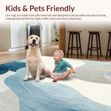 Ultra Soft Area Rug, Non Slip, Stain Resistant, Washable Area Rugs for Living Room, Bedroom, Gradient Abstract with Blue and Gray Swirls(Blue)