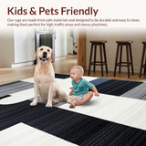 Ultra Soft Area Rug, Non Slip, Stain Resistant, Washable Area Rugs for Living Room, Bedroom, Sleek Abstract Grey Geometric Arrangement(Gray)