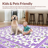 Ultra Soft Area Rug, Non Slip, Stain Resistant, Washable Area Rugs for Living Room, Bedroom, Delicate Nature-Inspired Visuals(Purple)