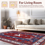 Ultra Soft Area Rug, Non Slip, Stain Resistant, Washable Area Rugs for Living Room, Bedroom, Eclectic Cheerful Entryway Decor(Red)