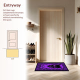 Ultra Soft Area Rug, Non Slip, Stain Resistant, Washable Area Rugs for Living Room, Bedroom, Gothic Cat Skull Aesthetic(Purple)