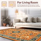 Ultra Soft Area Rug, Non Slip, Stain Resistant, Washable Area Rugs for Living Room, Bedroom, Chic Modern Striped Pattern(Orange)