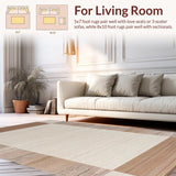 Ultra Soft Area Rug, Non Slip, Stain Resistant, Washable Area Rugs for Living Room, Bedroom, Elegant Natural Fiber Composition(Beige)