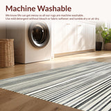 Ultra Soft Area Rug, Non Slip, Stain Resistant, Washable Area Rugs for Living Room, Bedroom, Modern Striped Monochrome Floor Covering with Parallel Bold Lines(Black)