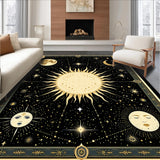 Ultra Soft Area Rug, Non Slip, Stain Resistant, Washable Area Rugs for Living Room, Bedroom, Ethereal Sun Moon Tapestry Aesthetic(Black)