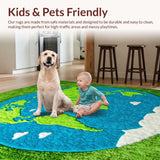 Ultra Soft Area Rug, Non Slip, Stain Resistant, Washable Area Rugs for Living Room, Bedroom, Educational Green World Map Rug for Kids Classroom(Green)