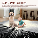 Ultra Soft Area Rug, Non Slip, Stain Resistant, Washable Area Rugs for Living Room, Bedroom, Sleek Minimalist Black and White Style(Black)