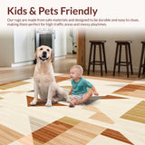 Modern Abstract Geometric Area with Earthy Brown and Beige Borders(Beige)