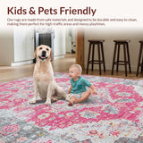 Ultra Soft Area Rug, Non Slip, Stain Resistant, Washable Area Rugs for Living Room, Bedroom, Whimsical Lattice Print Elegance(Pink)