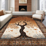 Ultra Soft Area Rug, Non Slip, Stain Resistant, Washable Area Rugs for Living Room, Bedroom, Artistic Whimsical Branch Arrangement(Brown)