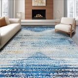 Ultra Soft Area Rug, Non Slip, Stain Resistant, Washable Area Rugs for Living Room, Bedroom, Artful Blue and Beige Ombre Area Rug with Vintage Distressed Aesthetic(Blue)