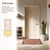 Ultra Soft Area Rug, Non Slip, Stain Resistant, Washable Area Rugs for Living Room, Bedroom, Unique Contemporary Linear Arrangement(Orange)