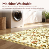 Ultra Soft Area Rug, Non Slip, Stain Resistant, Washable Area Rugs for Living Room, Bedroom, Floral Trellis Accent Beige Entryway Indoor Decor(Ivory)