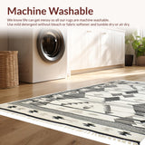 Ultra Soft Area Rug, Non Slip, Stain Resistant, Washable Area Rugs for Living Room, Bedroom, Ivory Black Geometric Bedroom Fringe Carpet(Beige)